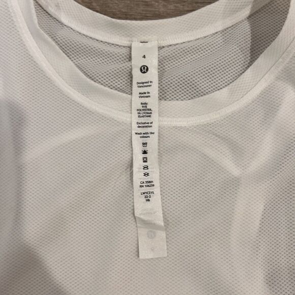 Lululemon Muscle Tank Top Womens 4 High Neck Semi Sheer White Reflective - Picture 6 of 6